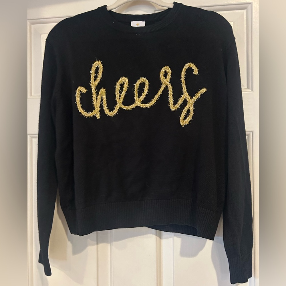 J Marie Black and Gold Cheers Sweater